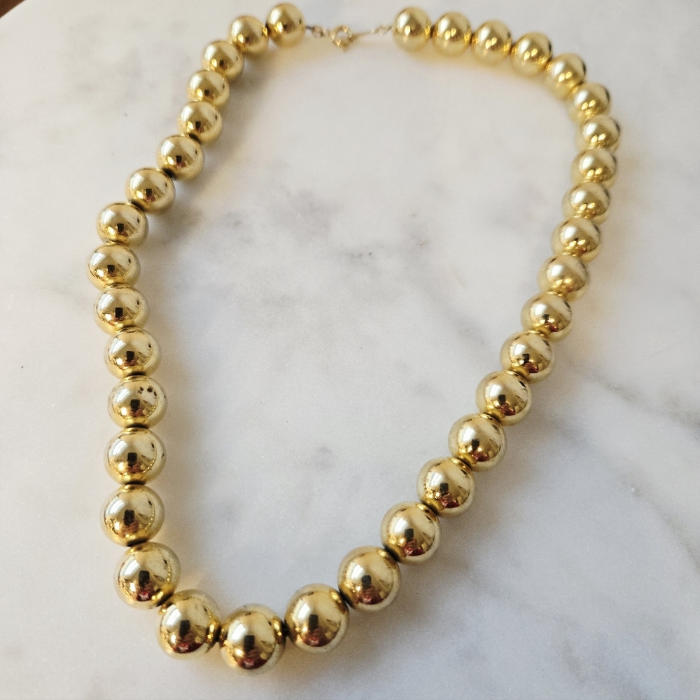 Vintage Timeless 18" Chunky Gold Tone Beaded Necklace